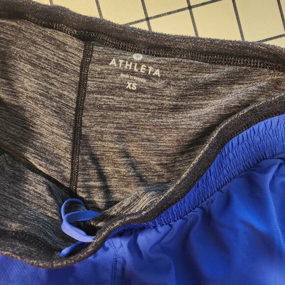 Athleta Go Getter 2 In 1 Knicker Capri Running Shorts Blue Gray Activewear Sz XS - Picture 3 of 4